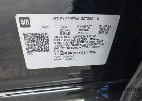 2023 Cadillac Ct5-V V-Series z USA, uszkodzony, nr VIN 1G6DR5RWXP0144356